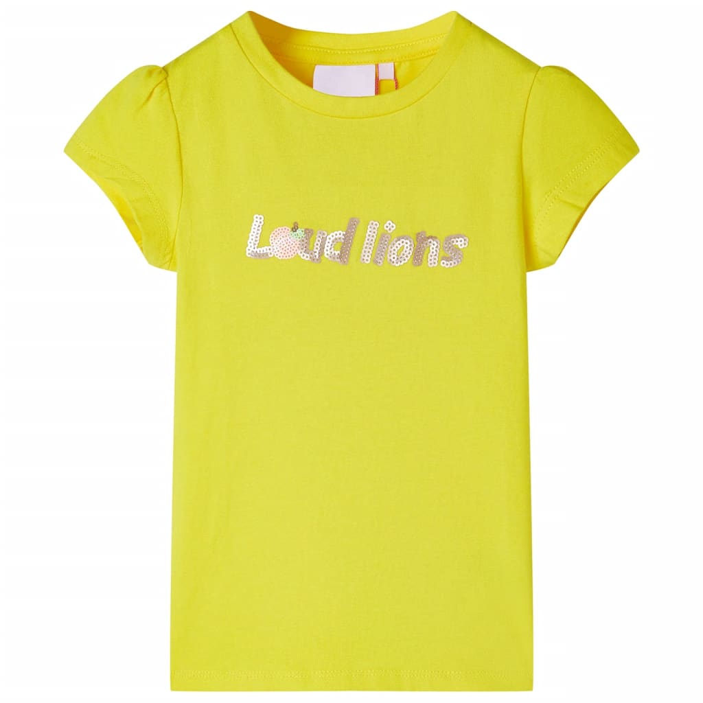 Vidaxl Children's Shirt with Cap Sleeves 104 jaune vif