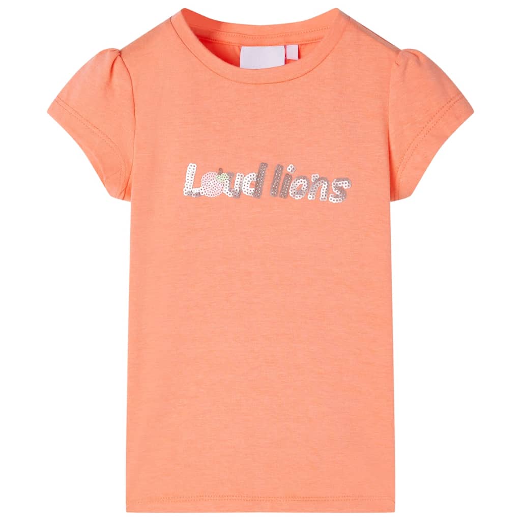 Vidaxl Child's Shirt with Cap Sleeves 128 Neonoranje