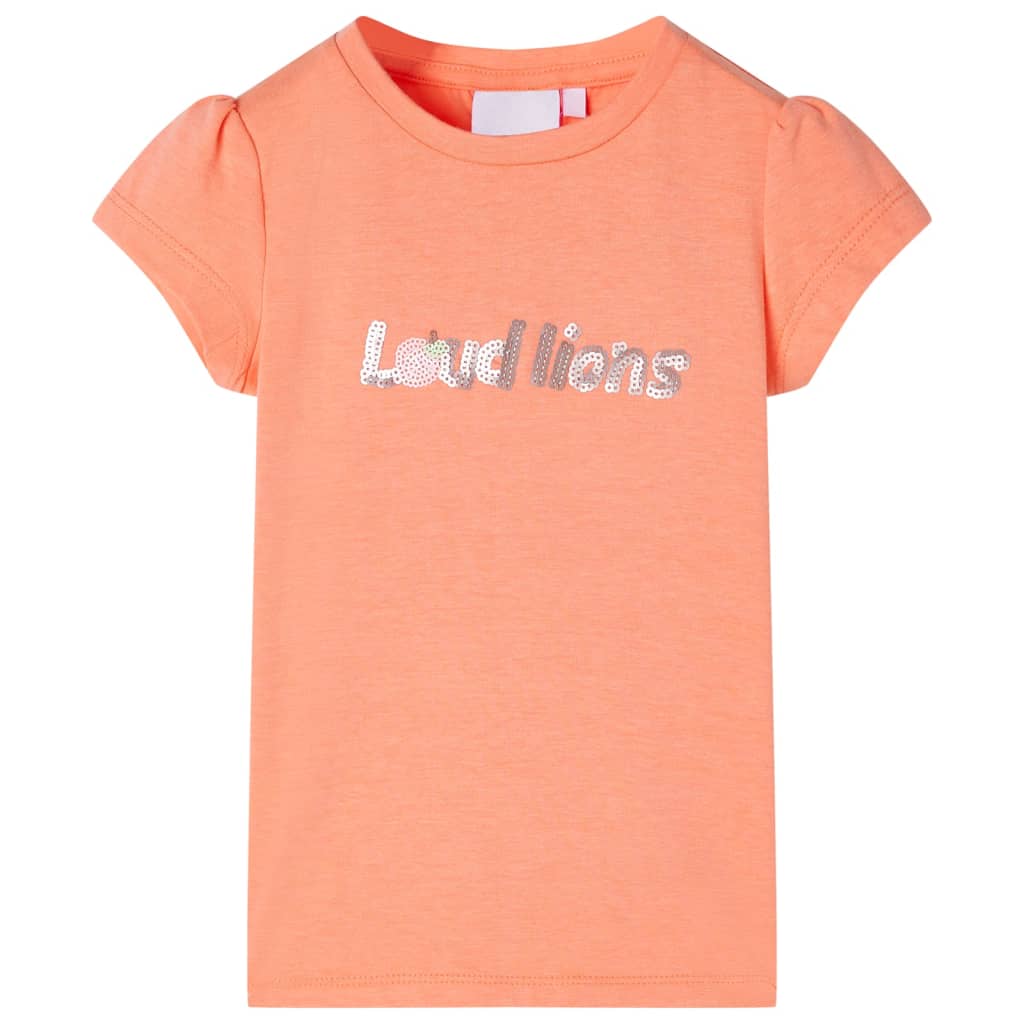 Vidaxl Child's Shirt with Cap Sleeves 140 Neonoranje