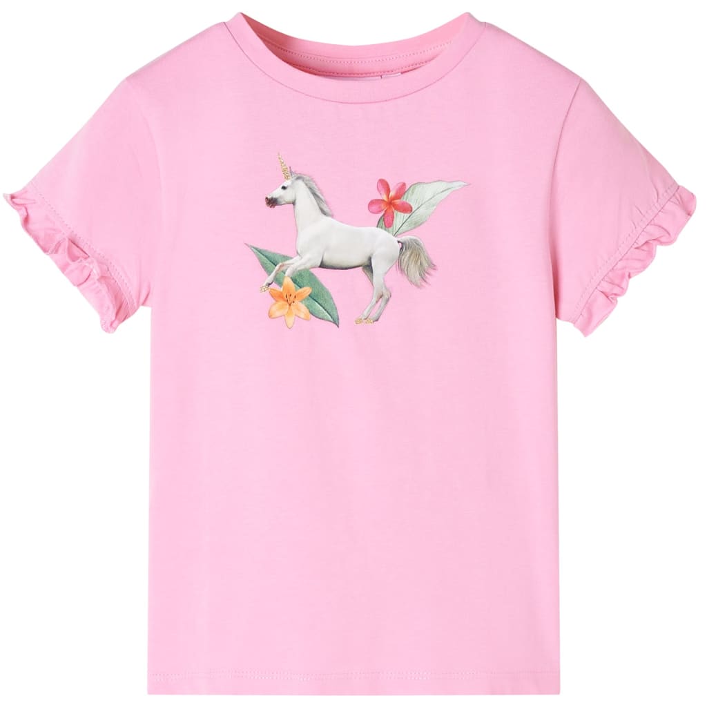 Vidaxl Child's Shirt avec manches courtes 128 Rose vif