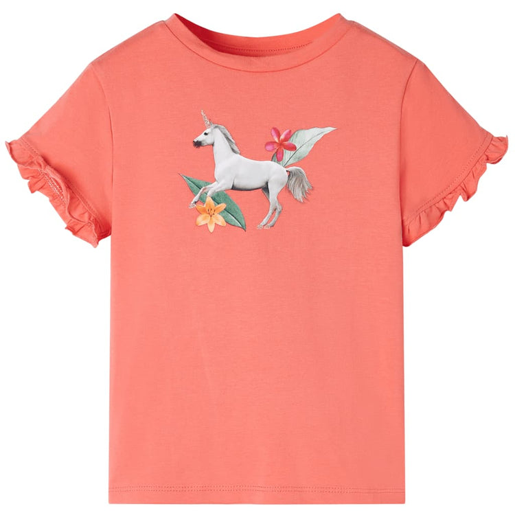 Vidaxl Child's Shirt avec manches courtes 116 Coral-Colored