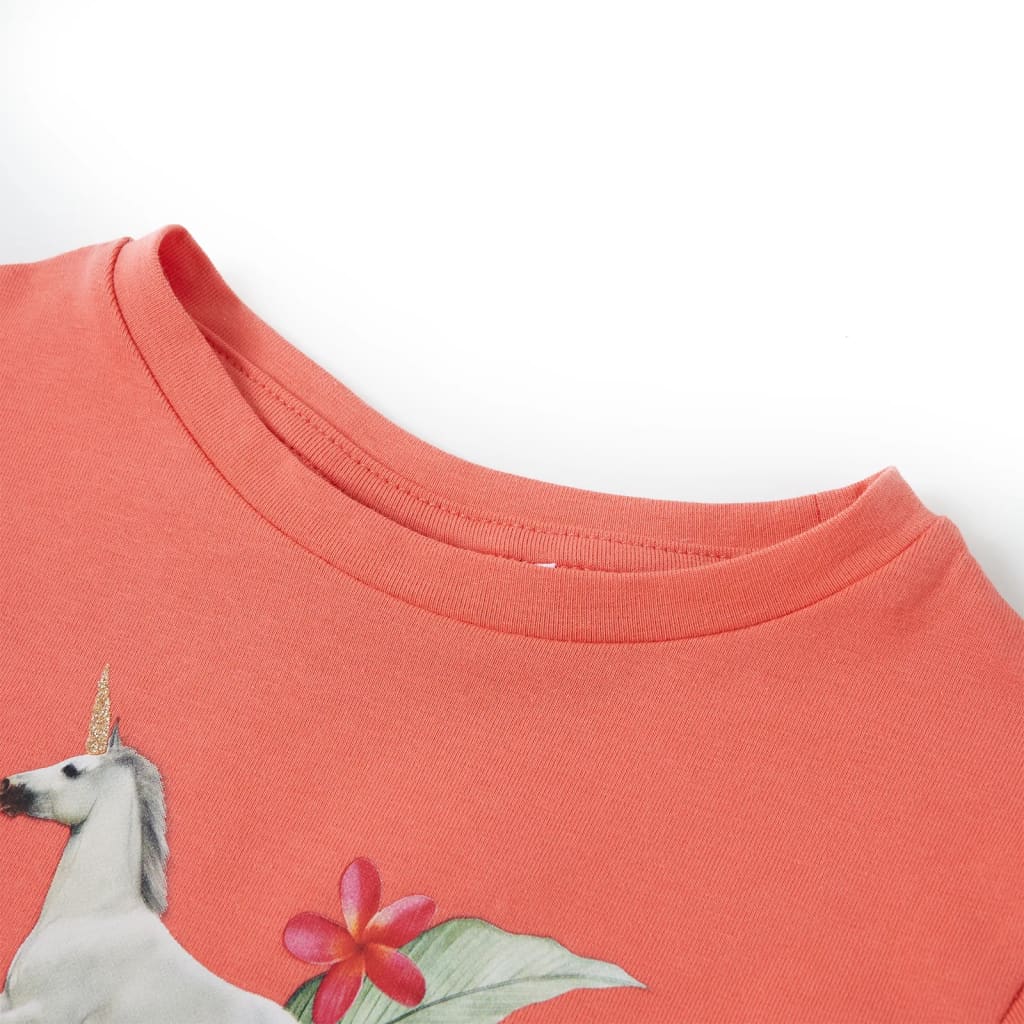 Vidaxl Child's Shirt avec manches courtes 116 Coral-Colored