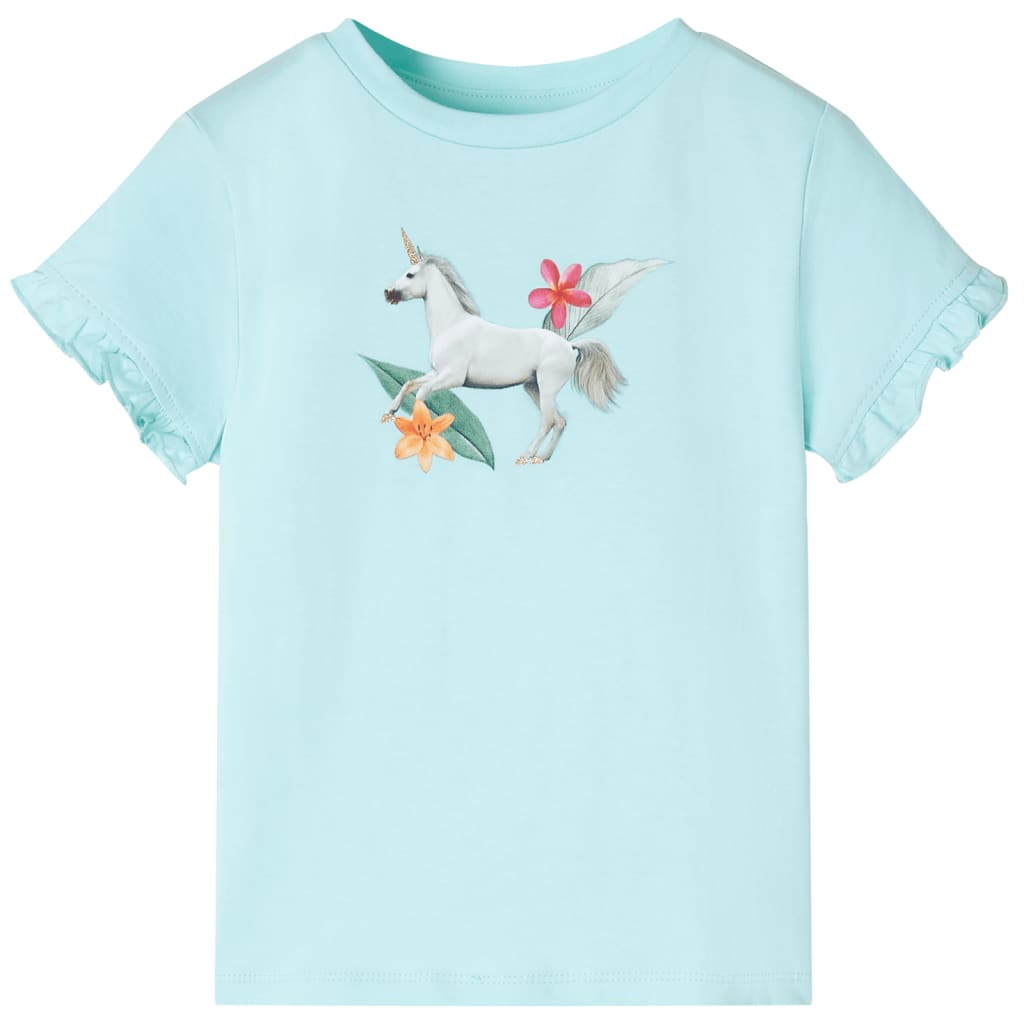 Vidaxl Child's Shirt avec manches courtes 128 bleu de mer clair