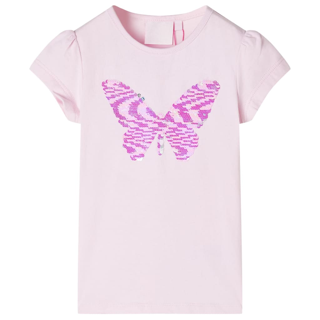 Vidaxl Child's Shirt with Cap Sleeves 92 Rose douce
