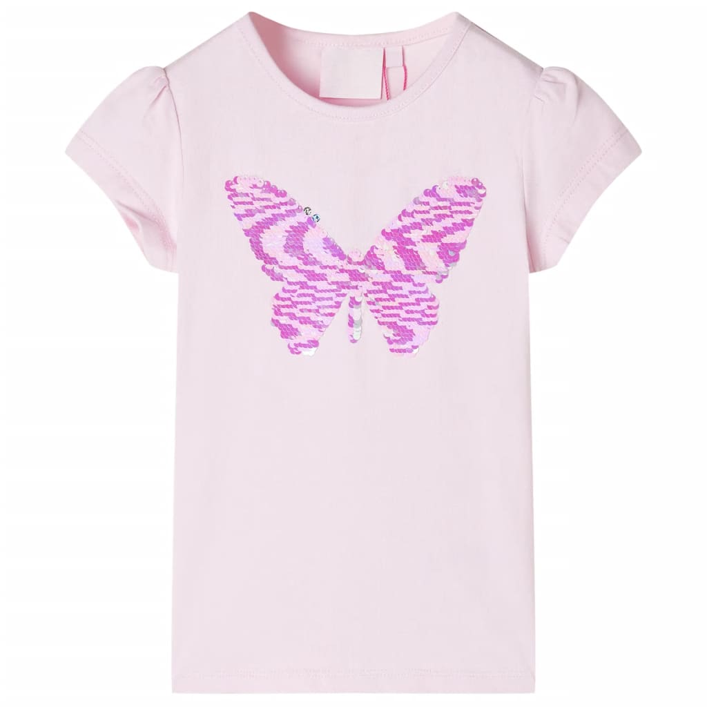 Vidaxl Child's Shirt with Cap Sleeves 128 Rose doux