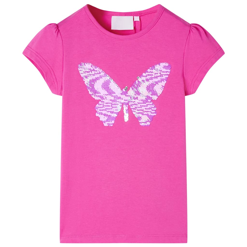 Vidaxl Child's Shirt with Cap Sleeves 92 Rose foncé