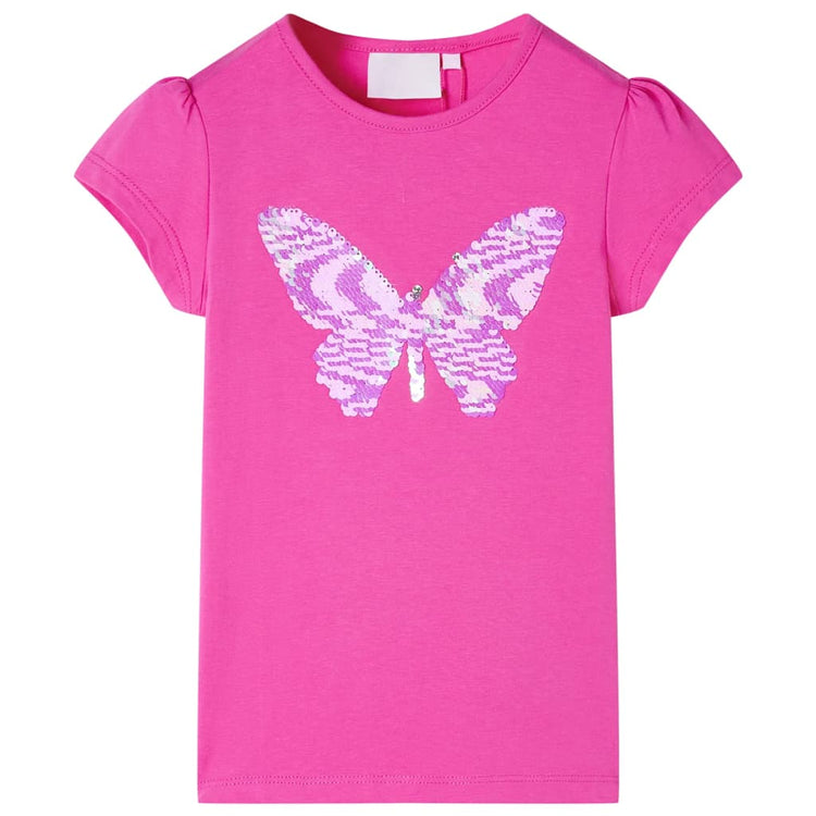 Vidaxl Child's Shirt with Cap Sleeves 92 Rose foncé