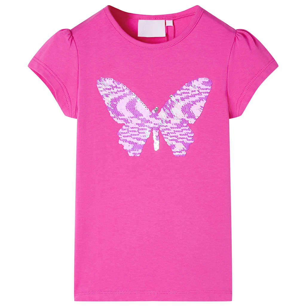 Vidaxl Child's Shirt with Cap Sleeves 104 Rose foncé