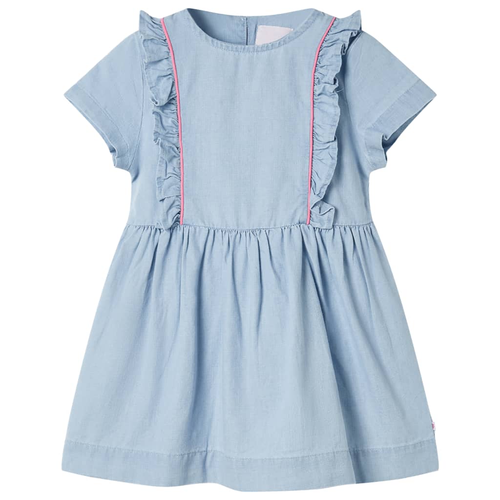 Vidaxl Robe pour enfants avec volants 128 bleu doux