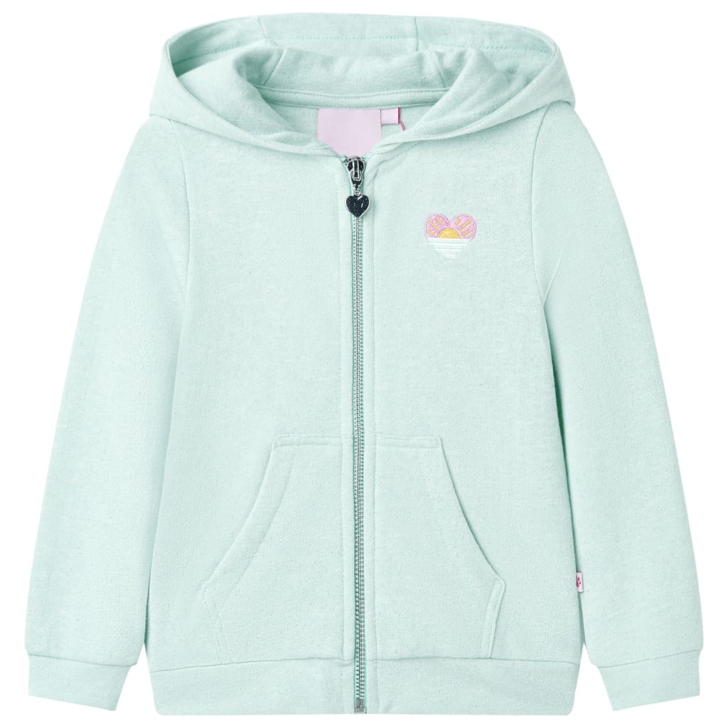 Vidaxl gilet pour enfants avec capuche et fermeture à glissière 128 mixte de menthe légère