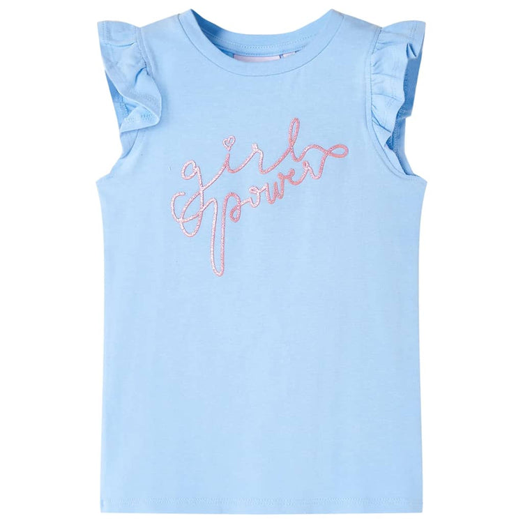 Vidaxl Child's Shirt avec des volants sur les manches 140 bleu clair