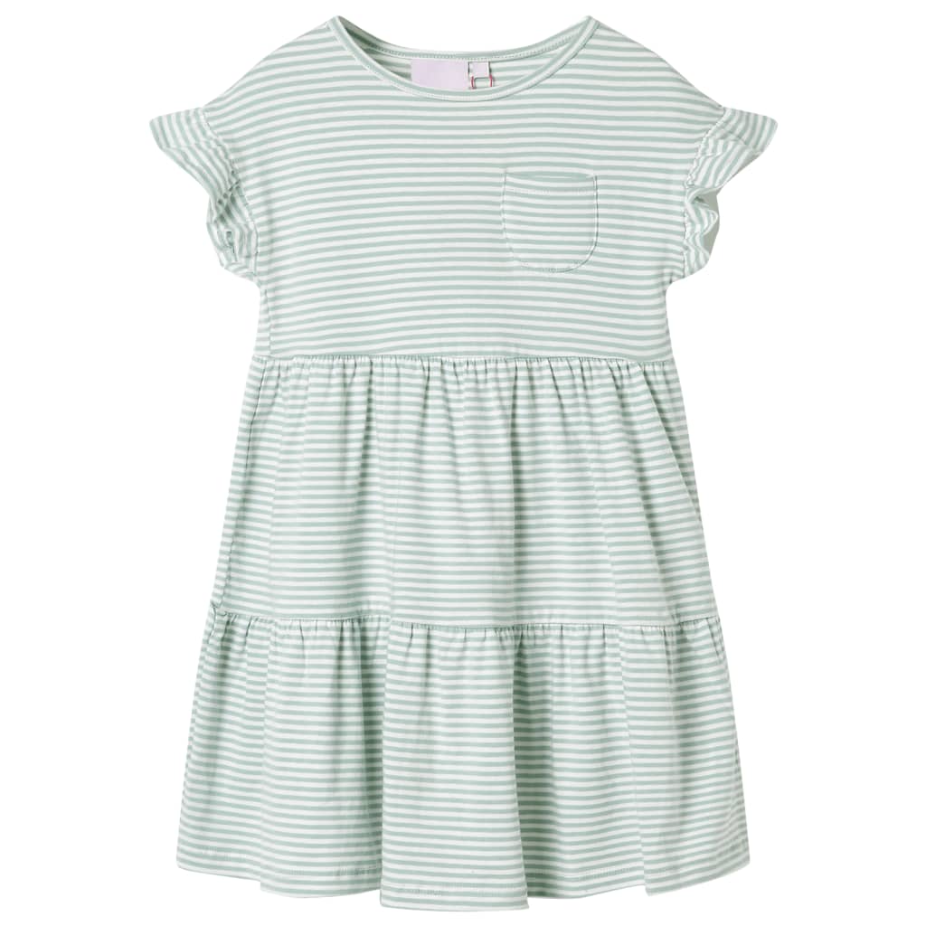 Vidaxl Robe pour enfants avec volants sur les manches 128 colorés à la menthe