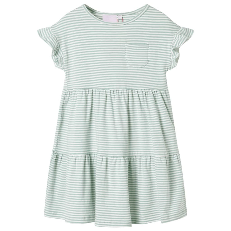Vidaxl Robe pour enfants avec volants sur les manches 128 colorés à la menthe