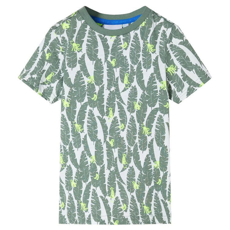 Vidaxl Children's Shirt 104 Ecru et Donkerklimopgroen