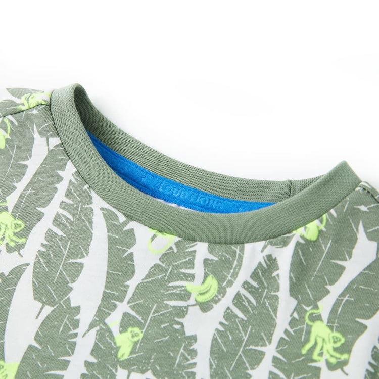 Vidaxl Children's Shirt 104 Ecru et Donkerklimopgroen