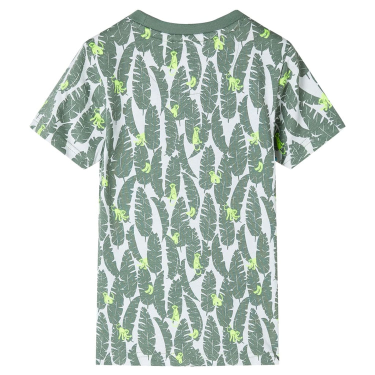 Vidaxl Child's Shirt 116 Ecru et Donkerklimopgroen