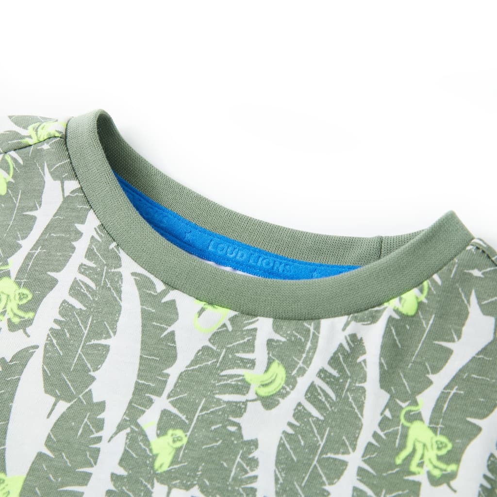 Vidaxl Child's Shirt 116 Ecru et Donkerklimopgroen