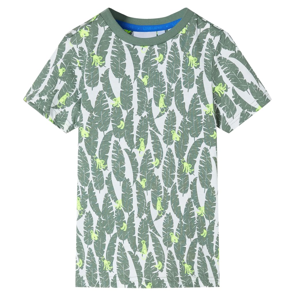 Vidaxl Children's Shirt 128 Ecru et Donkerklimopgroen
