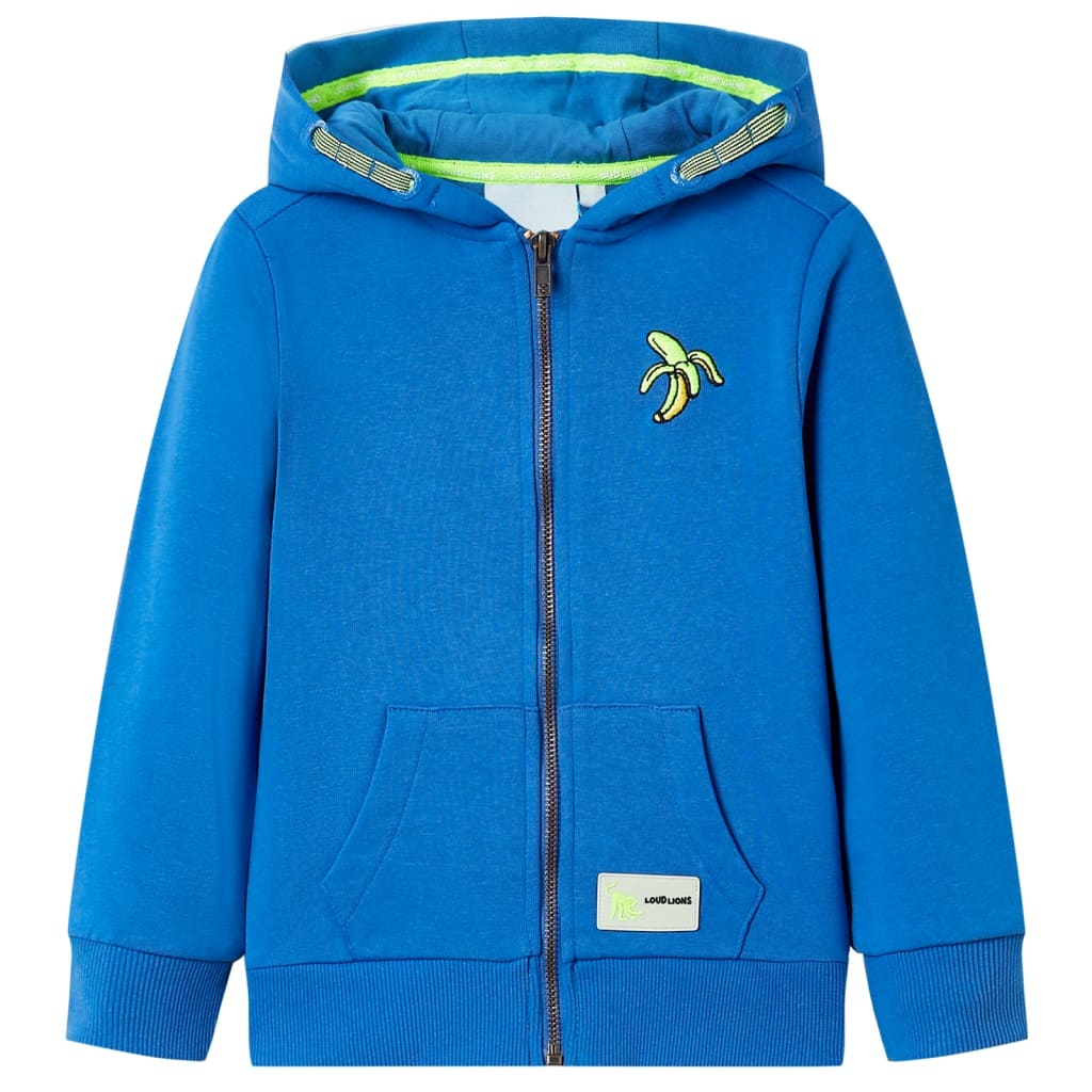 Vidaxl gilet pour enfants avec capuche et rits 128 bleu