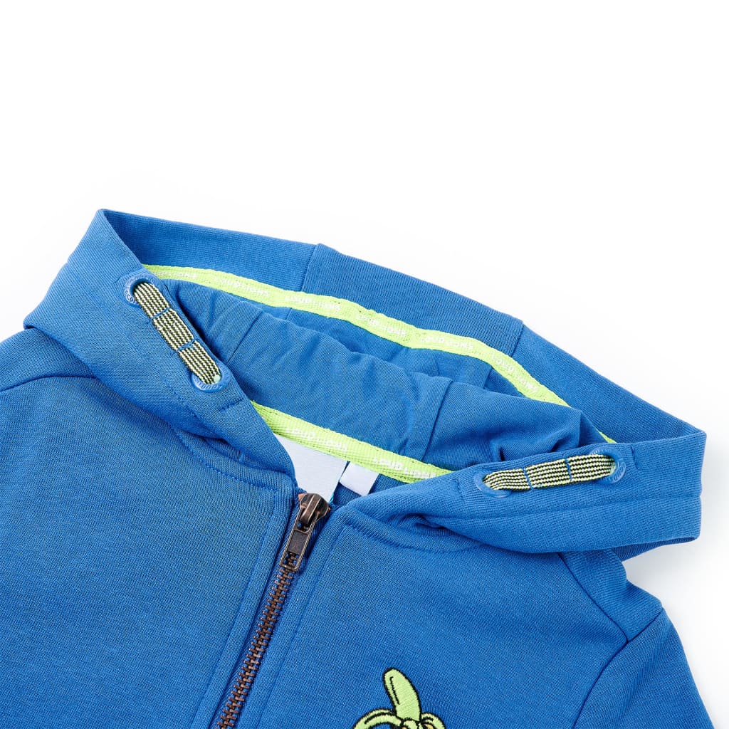 Vidaxl gilet pour enfants avec capuche et rits 128 bleu
