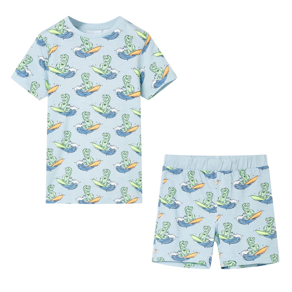 Vidaxl Pyjama pour enfants avec manches courtes 140 bleu clair
