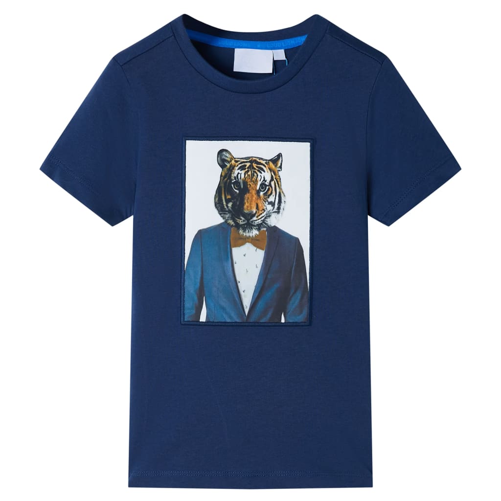 Vidaxl Child's Shirt avec manches courtes 116 bleu foncé