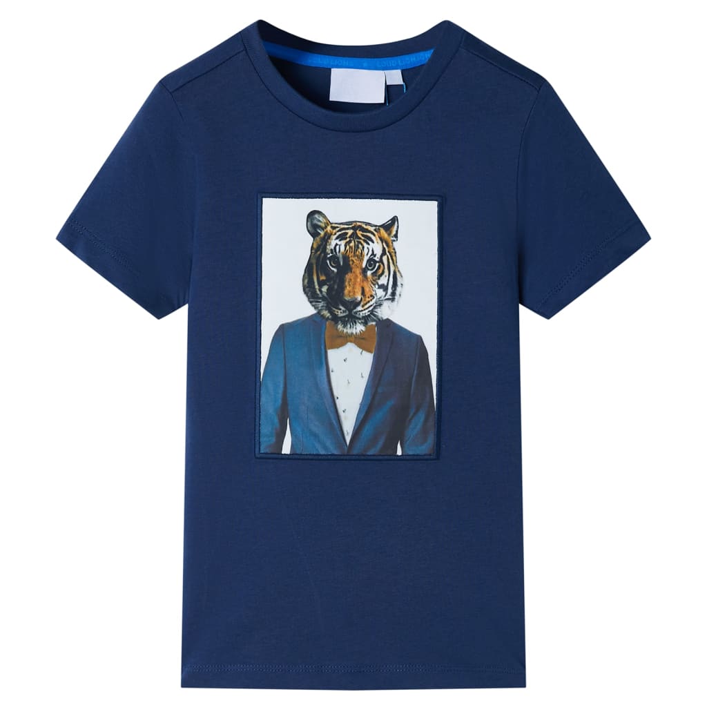 Vidaxl Child's Shirt avec manches courtes 128 bleu foncé