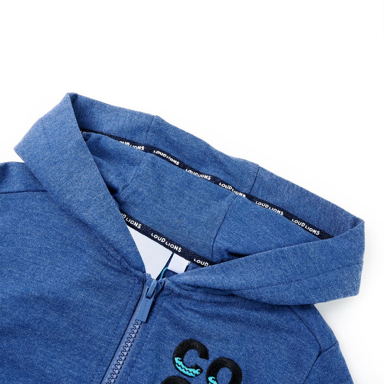 Vidaxl gilet pour enfants avec capuche et zits 128 Bleu foncé mixte