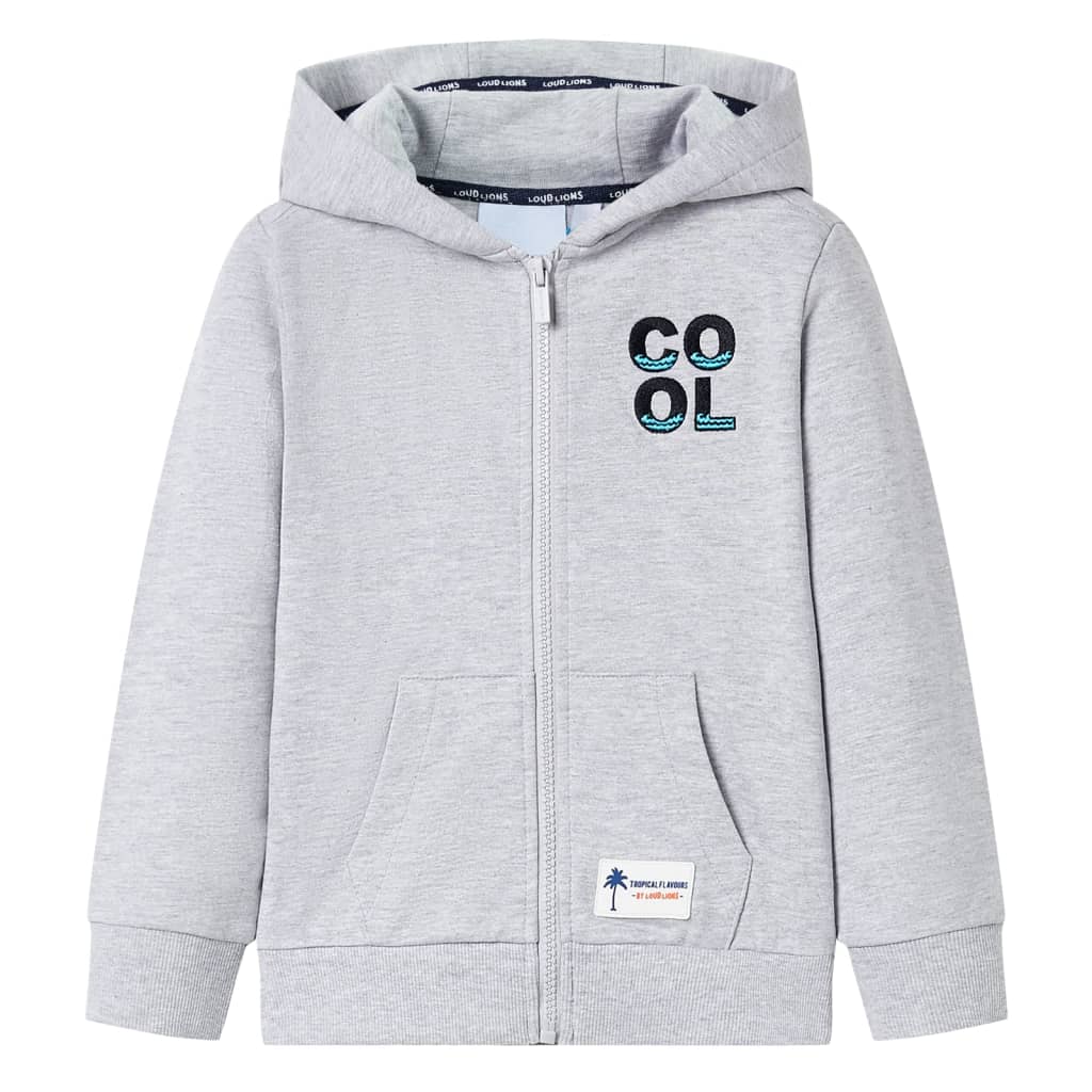 Vidaxl gilet pour enfants avec capuche et fermeture éclair 116 gris