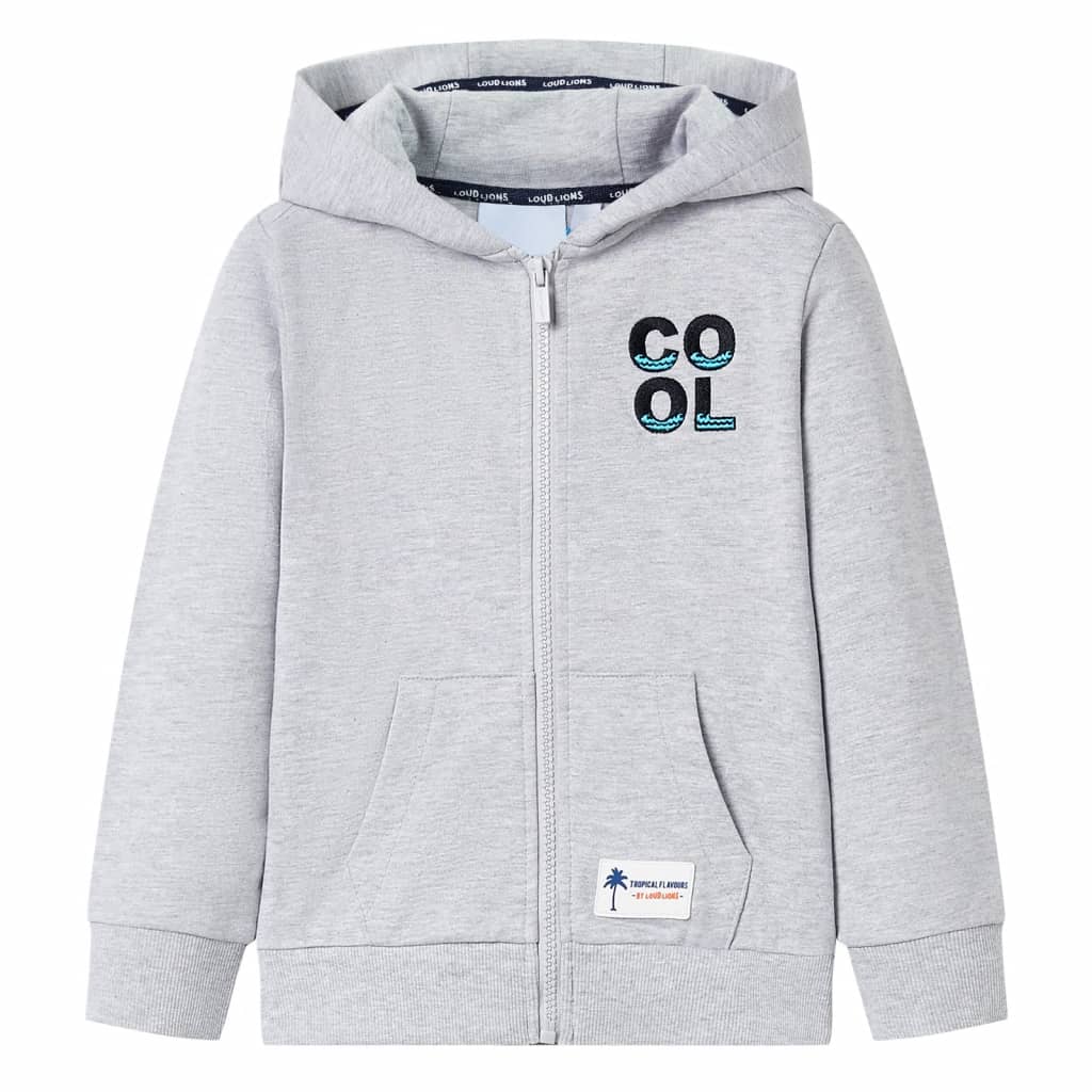 Vidaxl gilet pour enfants avec capuche et fermeture éclair 128 gris