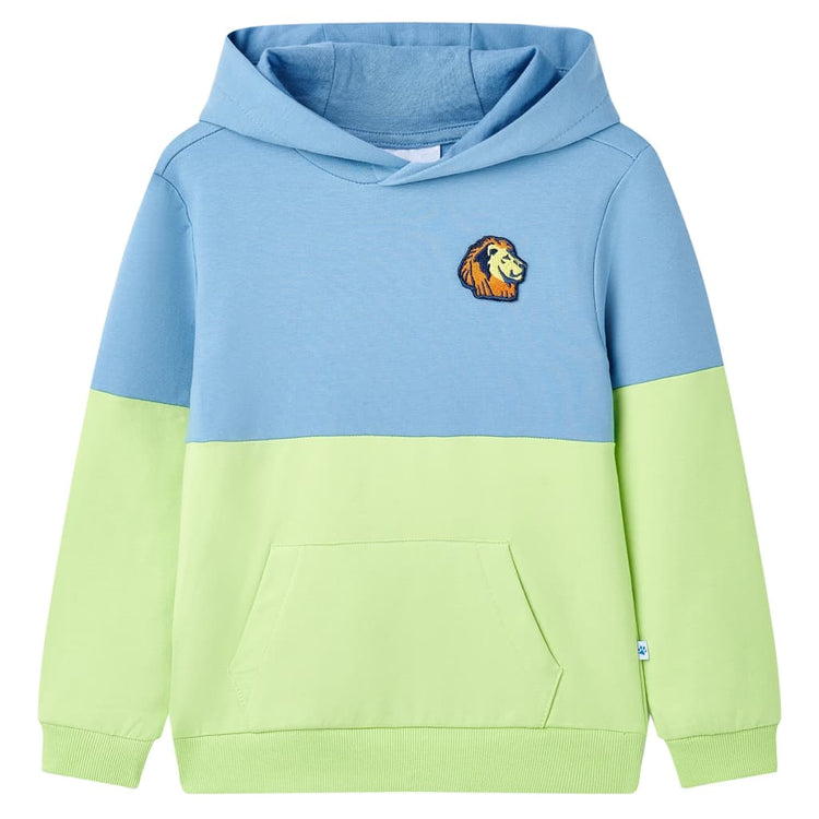 Pull pour enfants Vidaxl avec capuche 140 bleu et jaune doux