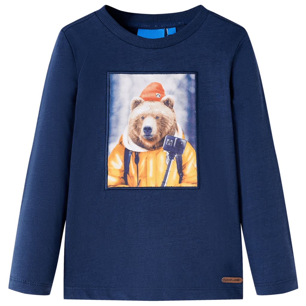 Vidaxl Child's Shirt à manches longues 140 bleu marine mélangé