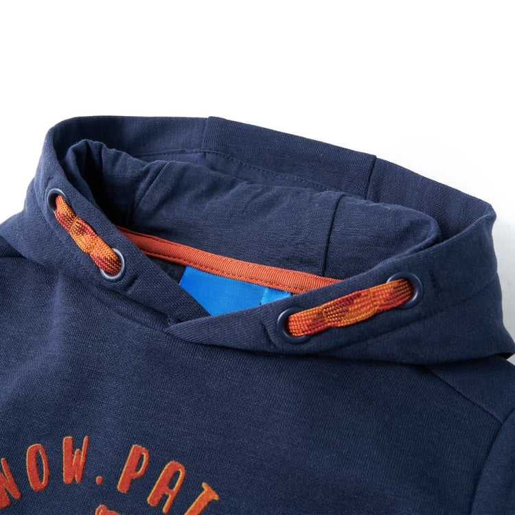 Pull pour enfants Vidaxl avec capuche 128 bleu marine mixte et orange