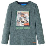 Vidaxl Child's Shirt à manches longues 92 vert foncé mixte - afbeelding 1