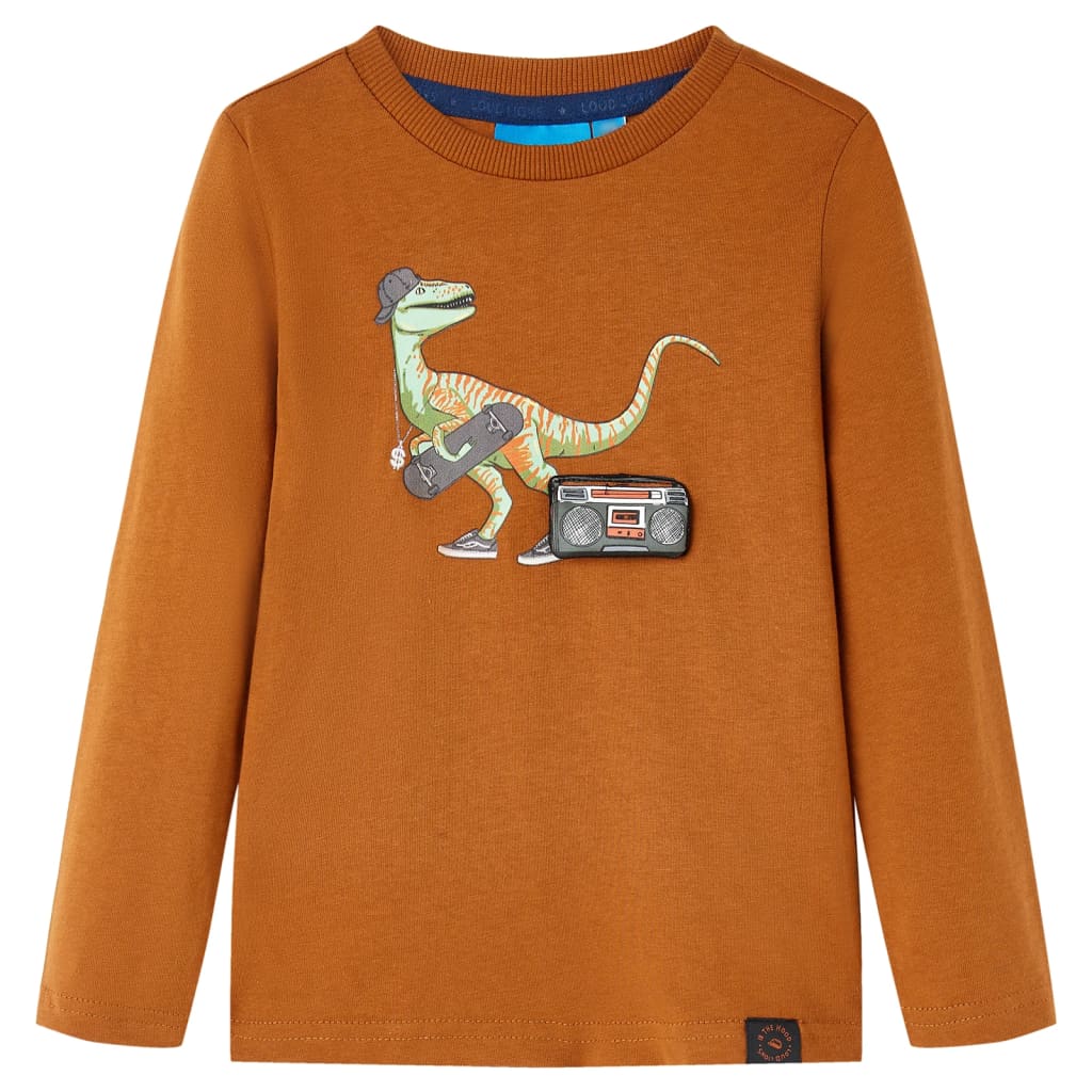 Vidaxl Child's Shirt avec manches longues 92 colored cognac
