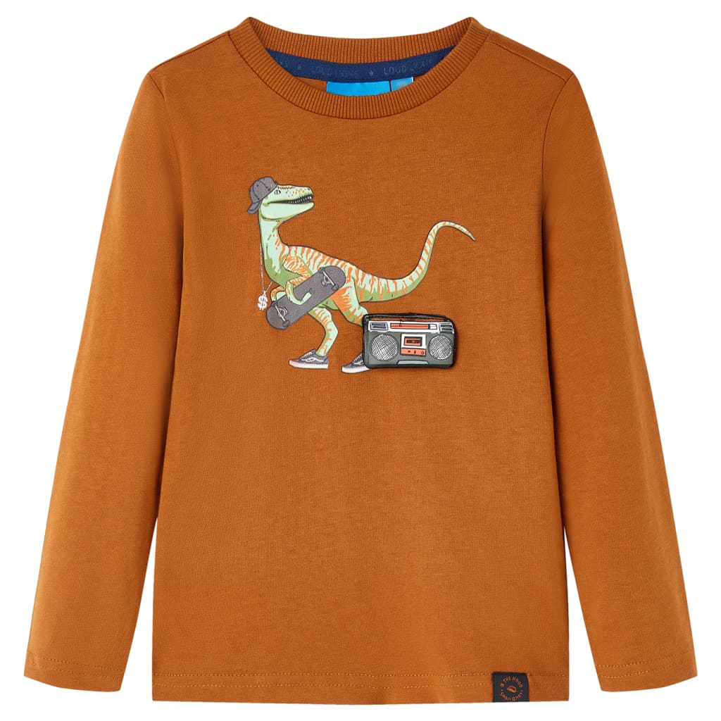 Vidaxl Child's Shirt avec manches longues 140 colorée cognac