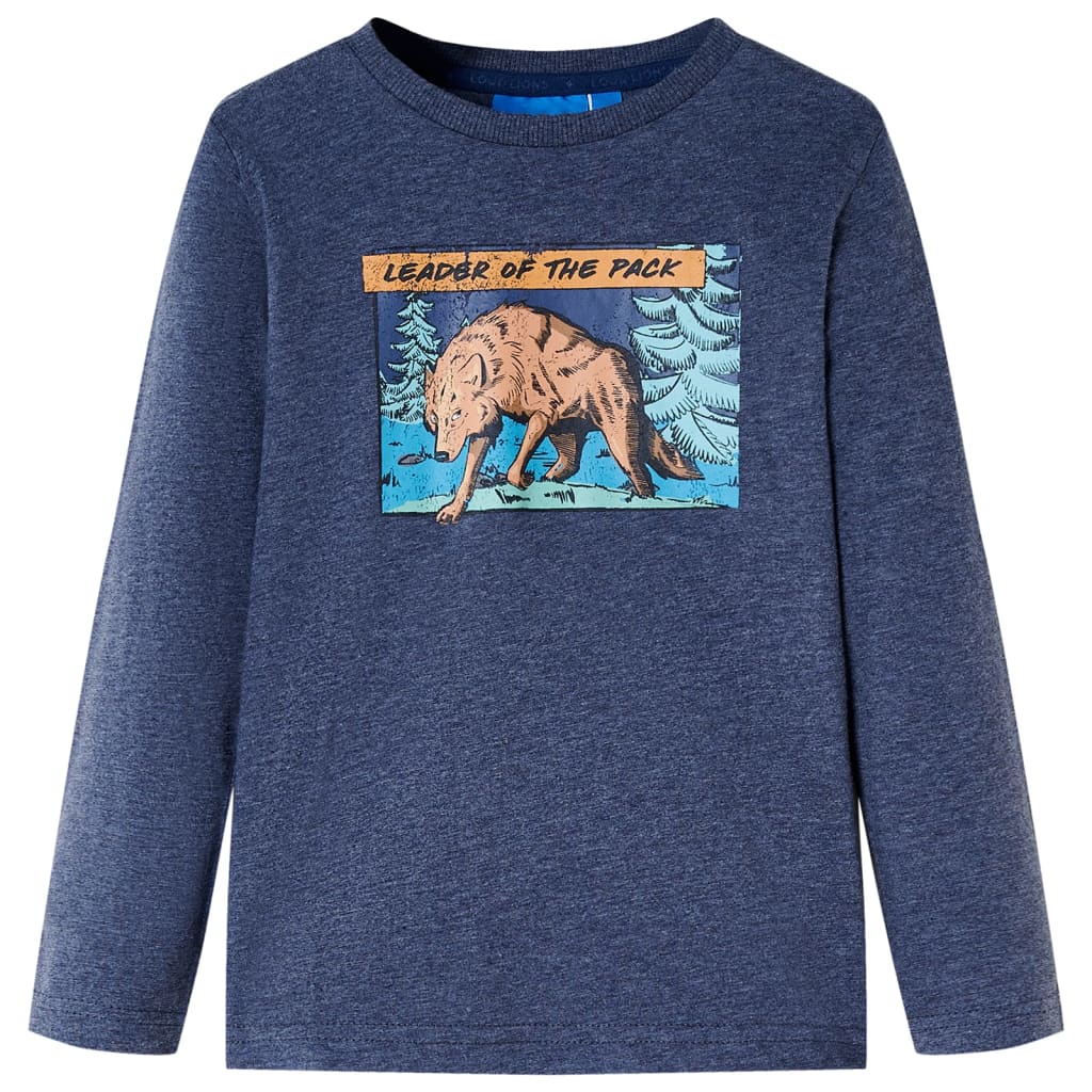 Vidaxl Child's Shirt à manches longues 92 Bleu foncé mélangé