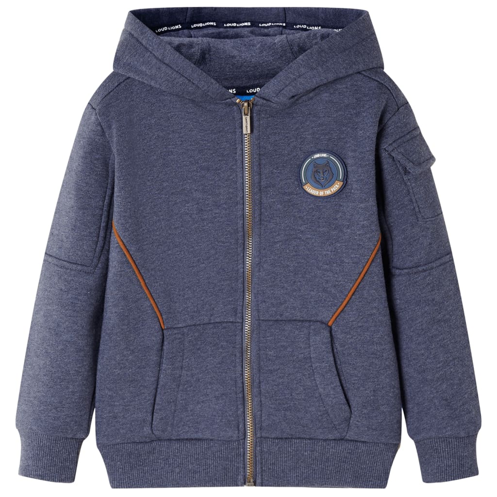Vidaxl gilet pour enfants avec capuche et fermeture éclair 104 bleu foncé mixte