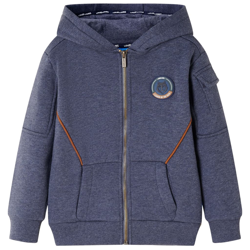 Vidaxl gilet pour enfants avec capuche et zits 128 Bleu foncé mixte