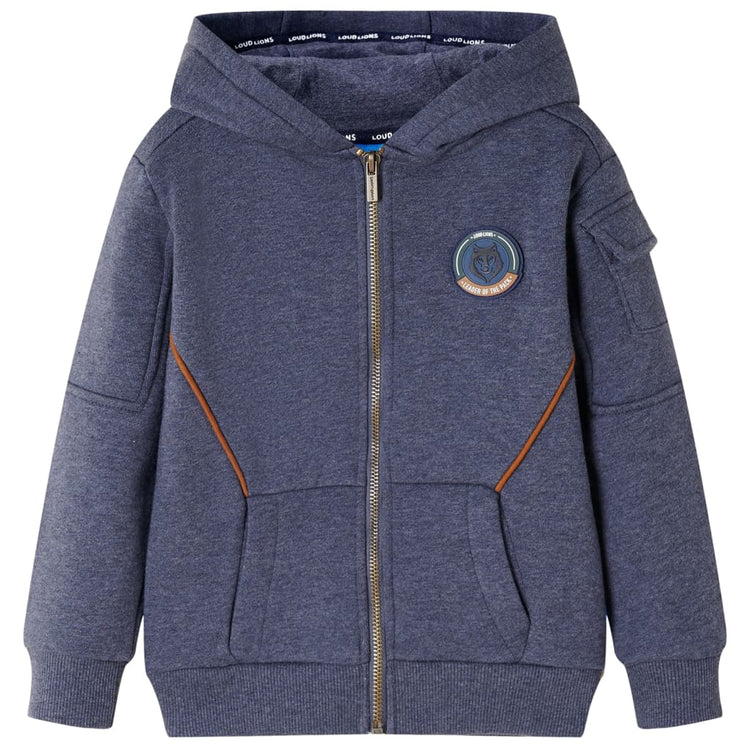 Vidaxl gilet pour enfants avec capuche et zits 128 Bleu foncé mixte