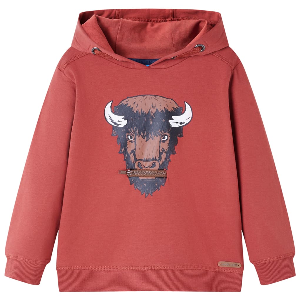 Pull pour enfants Vidaxl avec capuche 128 Brown rougeâtre