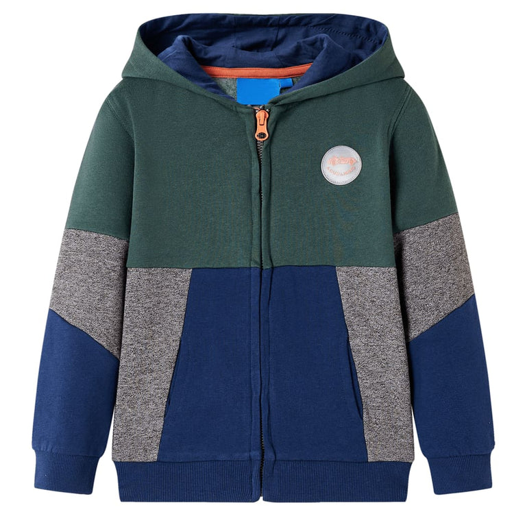 Vidaxl gilet pour enfants avec capuche et fermeture à glissière 128 Donkergroen