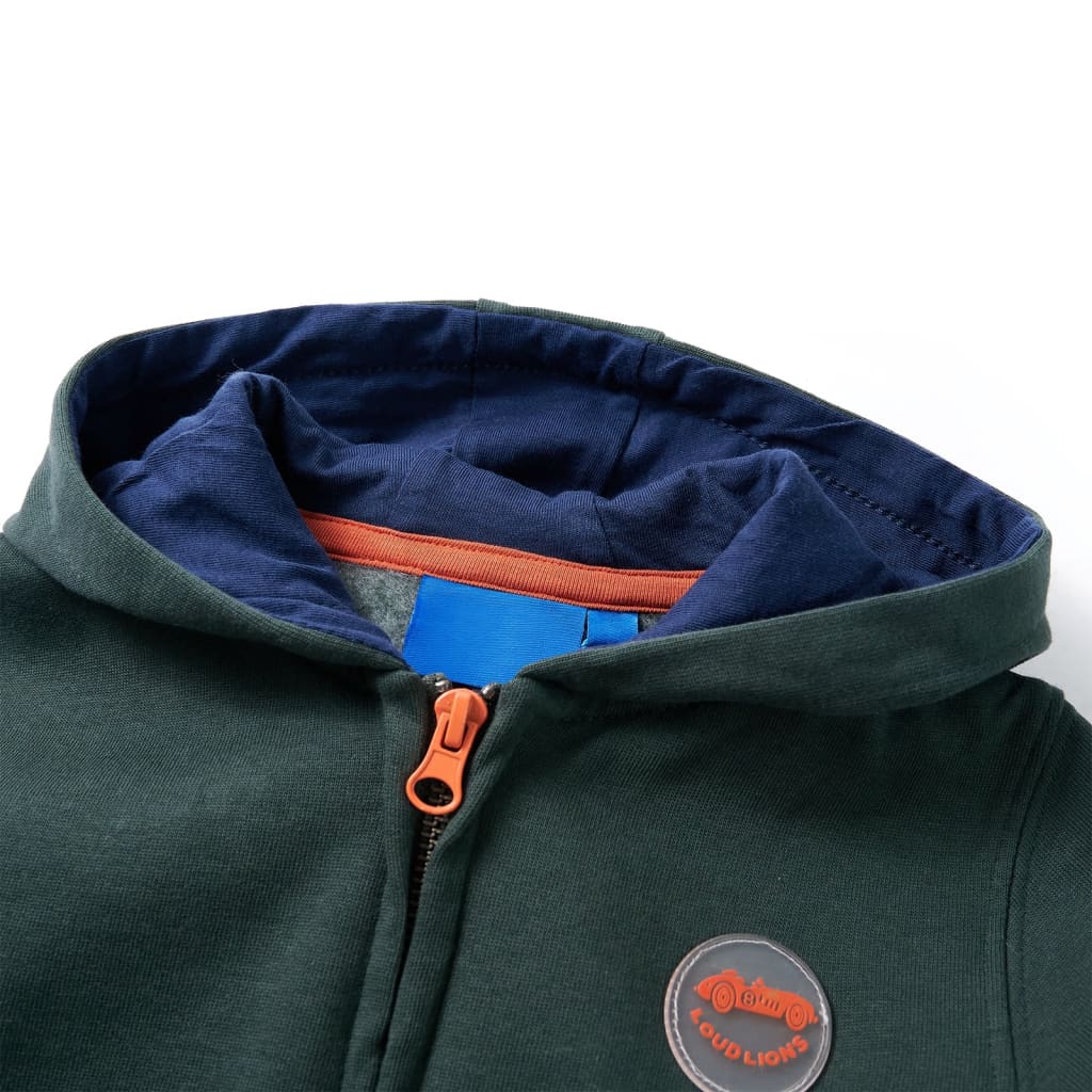 Vidaxl gilet pour enfants avec capuche et fermeture à glissière 128 Donkergroen
