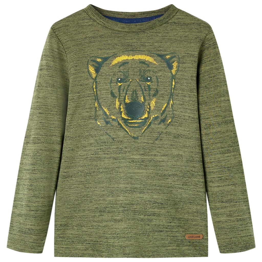 Vidaxl Child's Shirt avec manches longues 104 kaki mixte -colored