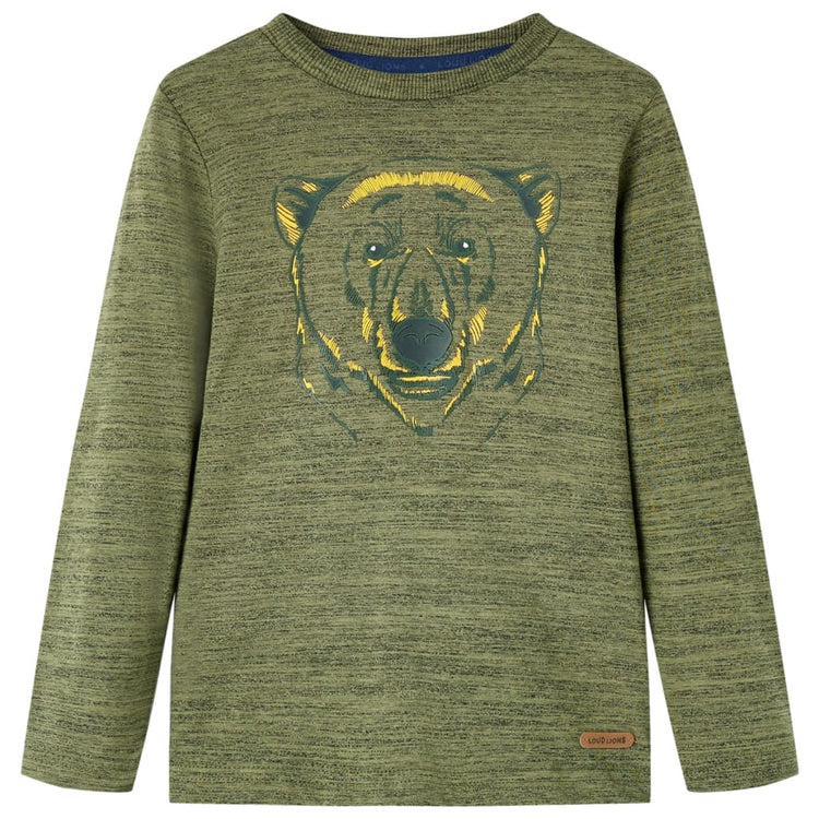 Vidaxl Child's Shirt avec manches longues 104 kaki mixte -colored