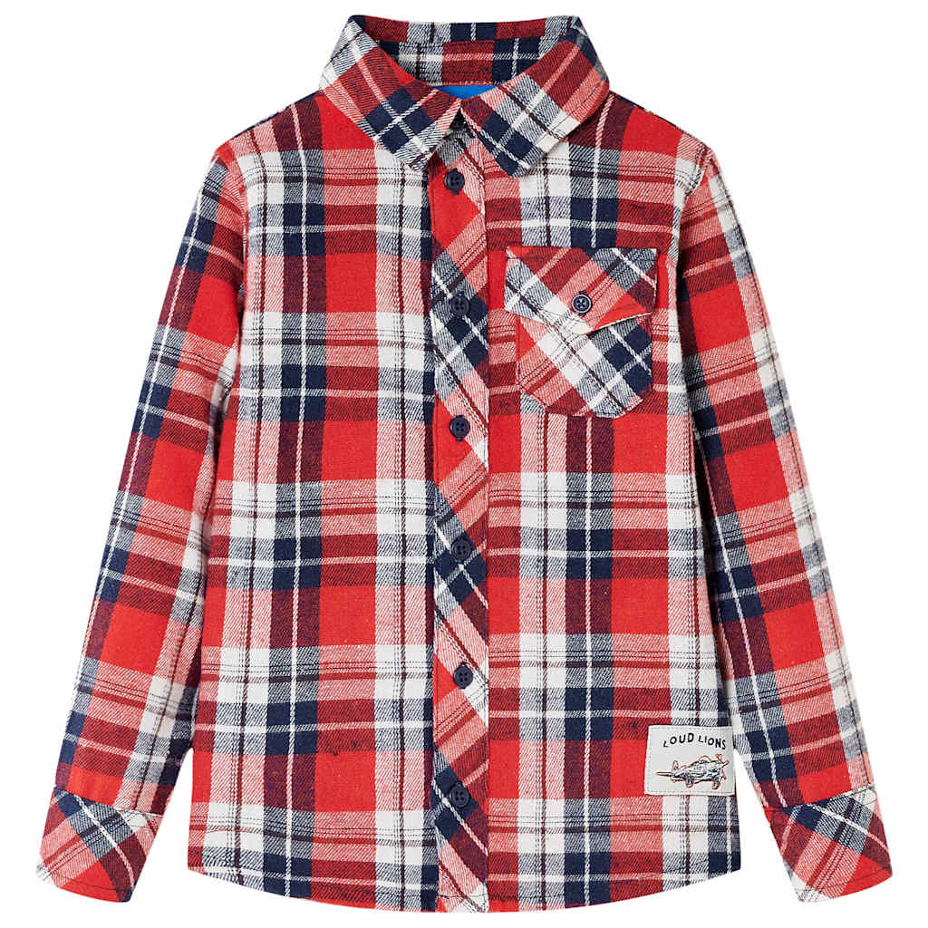 Vidaxl Children's Shirt Chemise 116 rouge et bleu marine