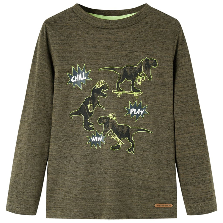 Vidaxl Child's Shirt avec manches longues 104 kaki mixte -colored