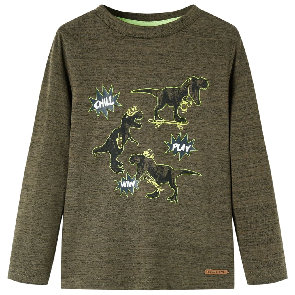 Vidaxl Child's Shirt à manches longues 116 kaki mixte -colore