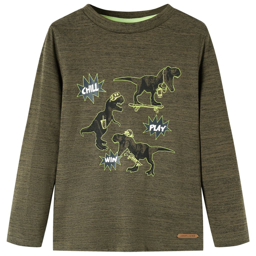 Vidaxl Child's Shirt à manches longues 140 kaki mixte -colore