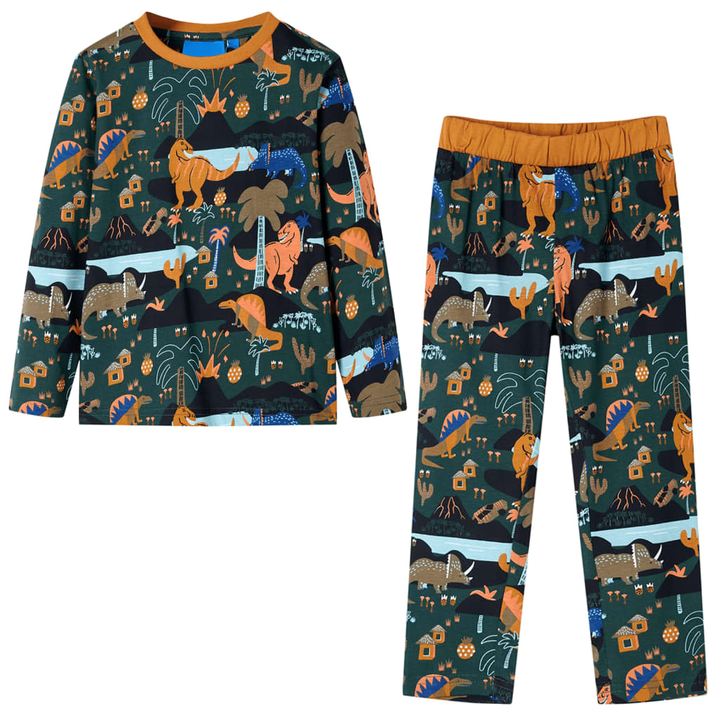 Vidaxl Pyjamas pour enfants à manches longues 128 Donkergroen